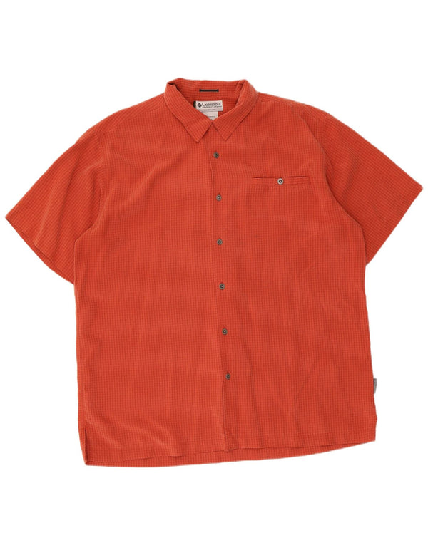 Columbia Mens Titanium Short Sleeve Shirt XL Orange Gingham Modal