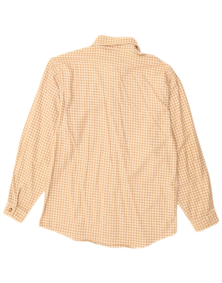 Benetton Mens Flannel Shirt Small Beige Gingham
