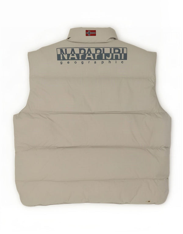 Napapijri Mens Geographic Graphic Padded Gilet UK 42 XL Beige Polyamide