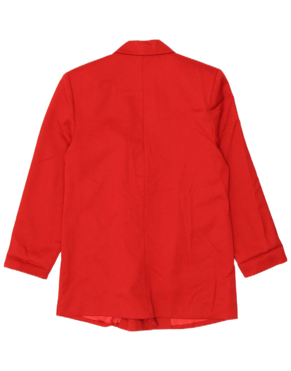 Vintage Womens Longline Double Breasted Blazer Jacket UK 14 Medium Red