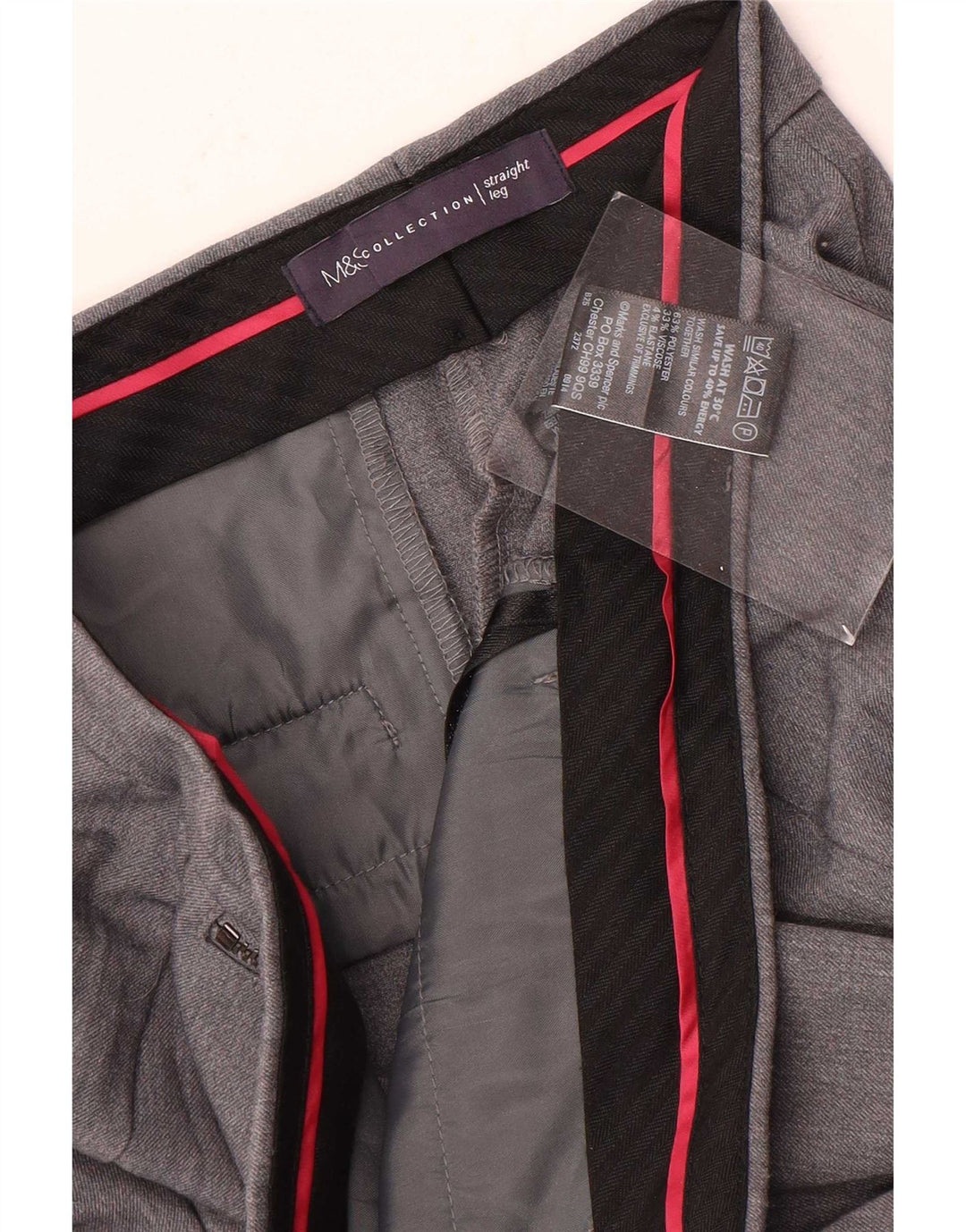 Marks & Spencer Womens Straight Suit Trousers UK 12 Medium W30 L28 Grey