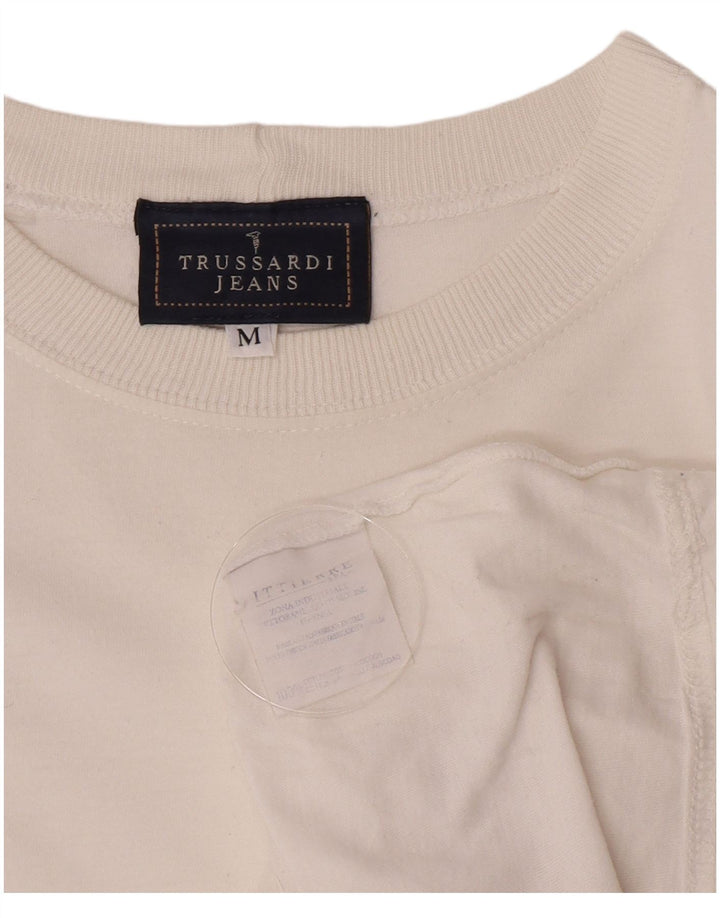 Trussardi Jeans Mens Graphic T-Shirt Top Medium White Cotton