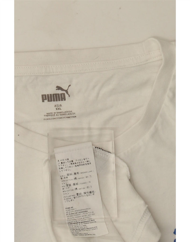 Puma Mens Graphic T-Shirt Top 2XL White Cotton