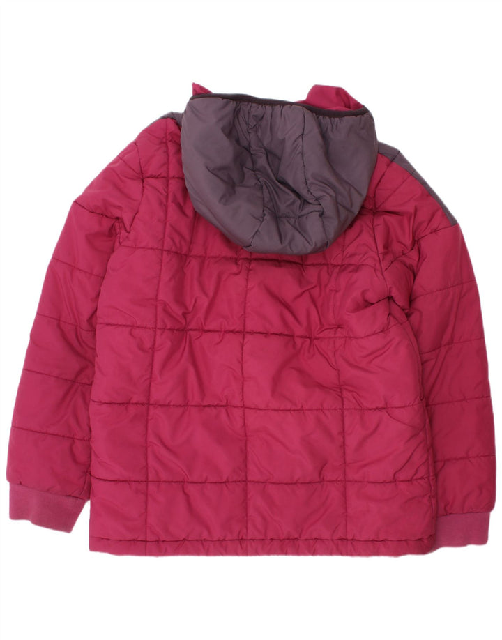 Adidas Boys Hooded Padded Jacket 9-10 Years Pink Colourblock Polyester