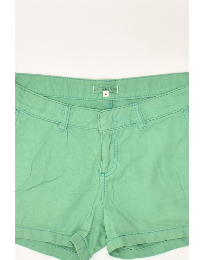 BILLABONG Womens Hot Pants Large W32  Green Cotton Vintage Billabong and Second-Hand Billabong from Messina Hembry 