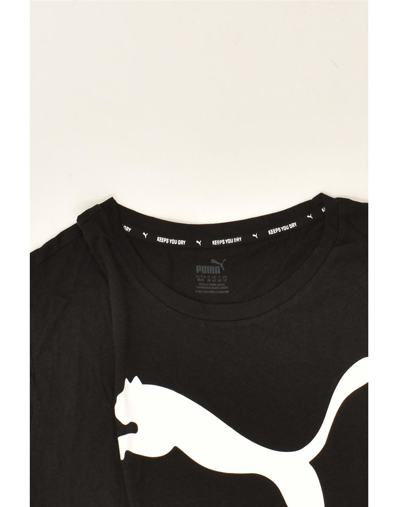 PUMA Womens Graphic T-Shirt Top UK 12 Medium  Black Cotton Vintage Puma and Second-Hand Puma from Messina Hembry 