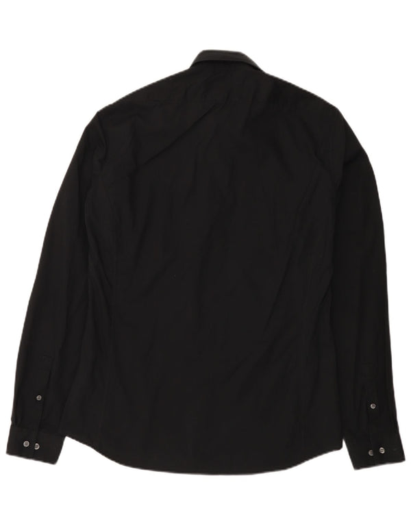 Calvin Klein Mens Extra Slim Fit Shirt Size 41 16 Large Black Cotton