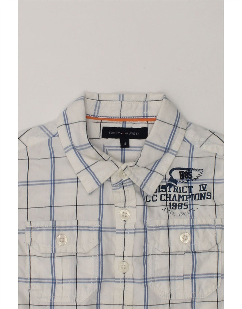 TOMMY HILFIGER Boys Graphic Shirt 2-3 Years White Check Cotton | Vintage Tommy Hilfiger | Thrift | Second-Hand Tommy Hilfiger | Used Clothing | Messina Hembry 