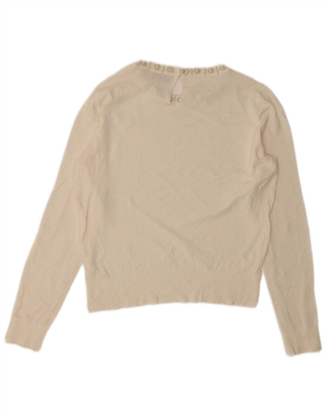 Oasis Womens Boat Neck Jumper Sweater UK 14 Medium White Viscose