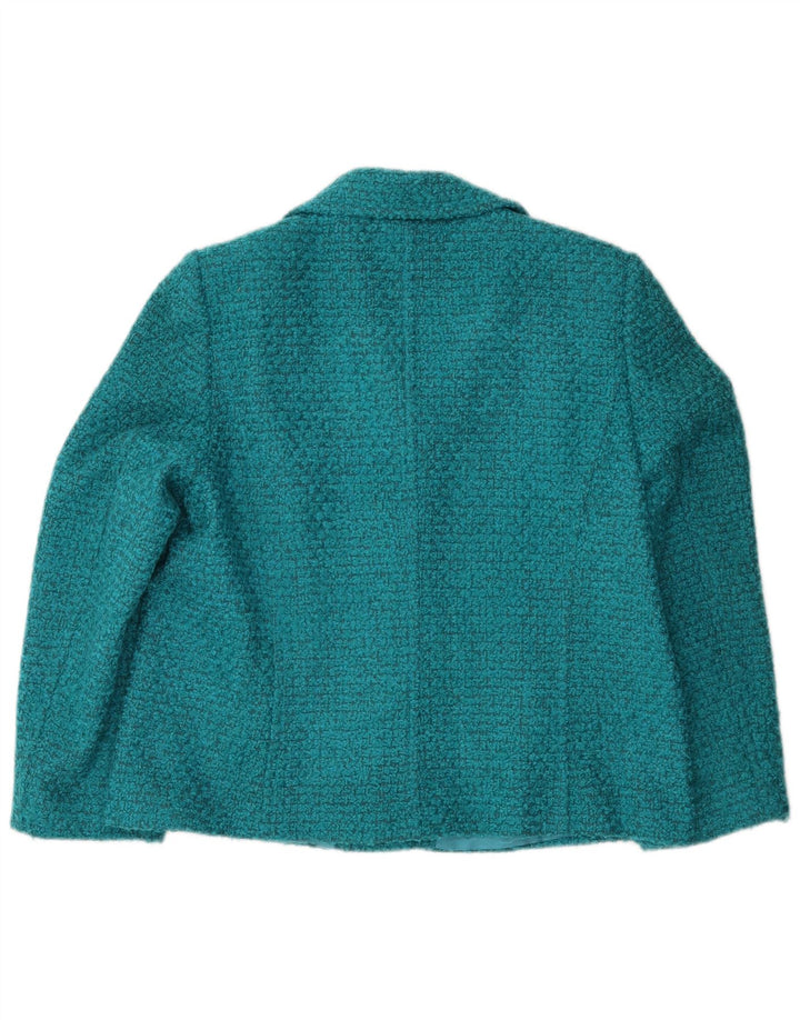 Libra Womens 3 Button Blazer Jacket UK 18 XL Turquoise Acrylic