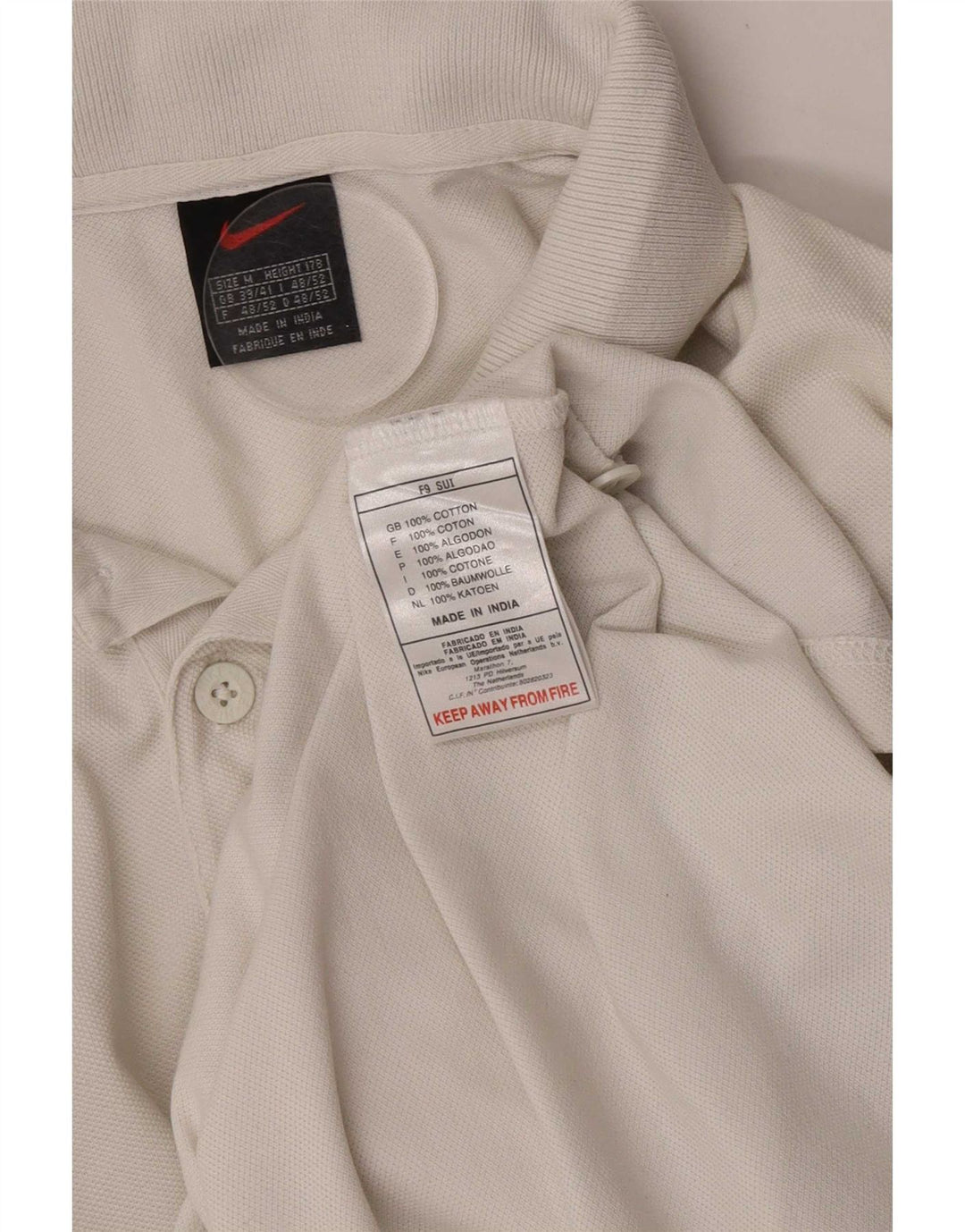 Nike Mens Polo Shirt UK 39/41 Medium White Cotton