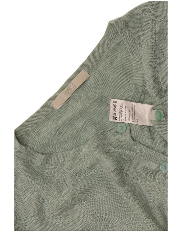 Marks & Spencer Womens Cardigan Sweater UK 16 Large Green Argyle/Diamond