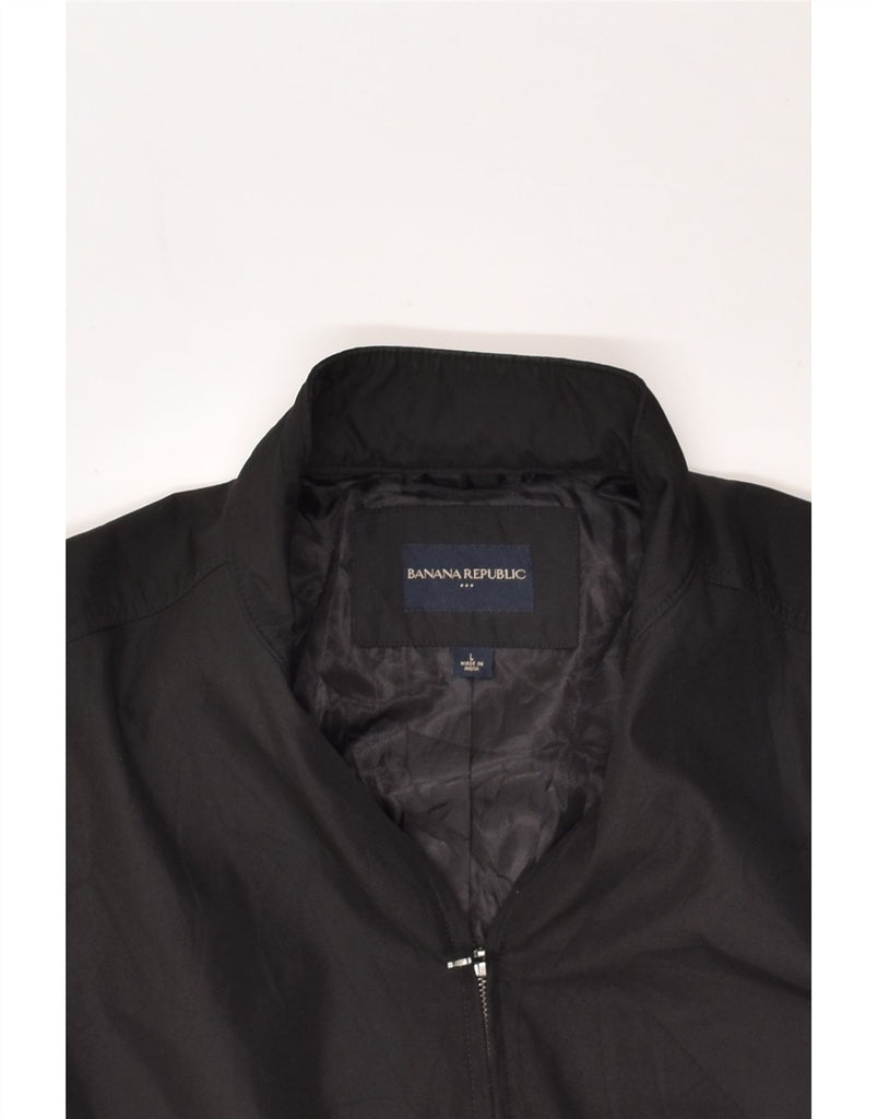 BANANA REPUBLIC Mens Bomber Jacket UK 40 Large Black Polyester | Vintage Banana Republic | Thrift | Second-Hand Banana Republic | Used Clothing | Messina Hembry 