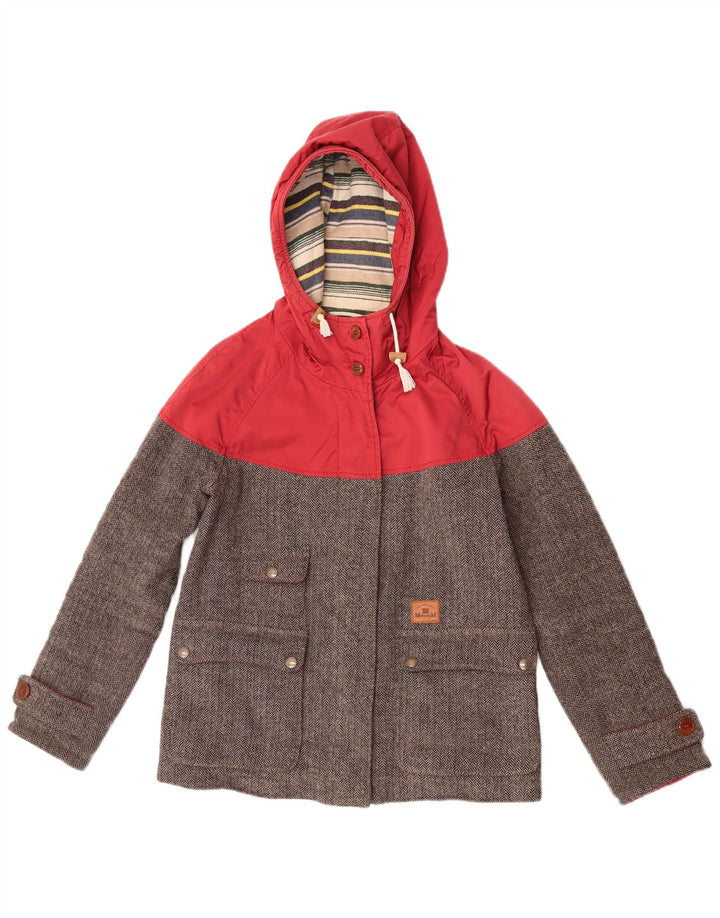 Museum Womens Hooded Windbreaker Jacket UK 10 Small Grey Colourblock Wool