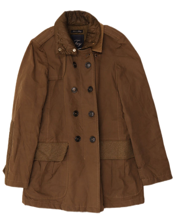 Fay Womens Military Double Breasted Coat UK 14 Medium Khaki