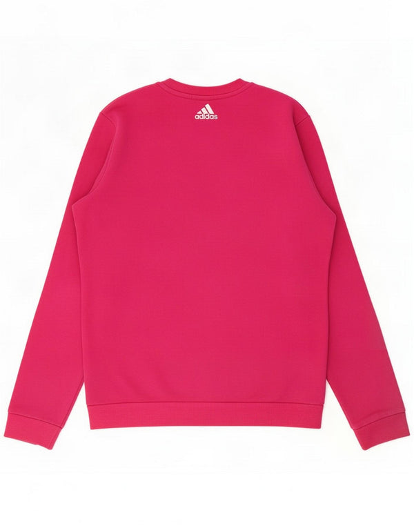 Adidas Womens Graphic Sweatshirt Jumper UK 12/14 Medium Pink Colourblock