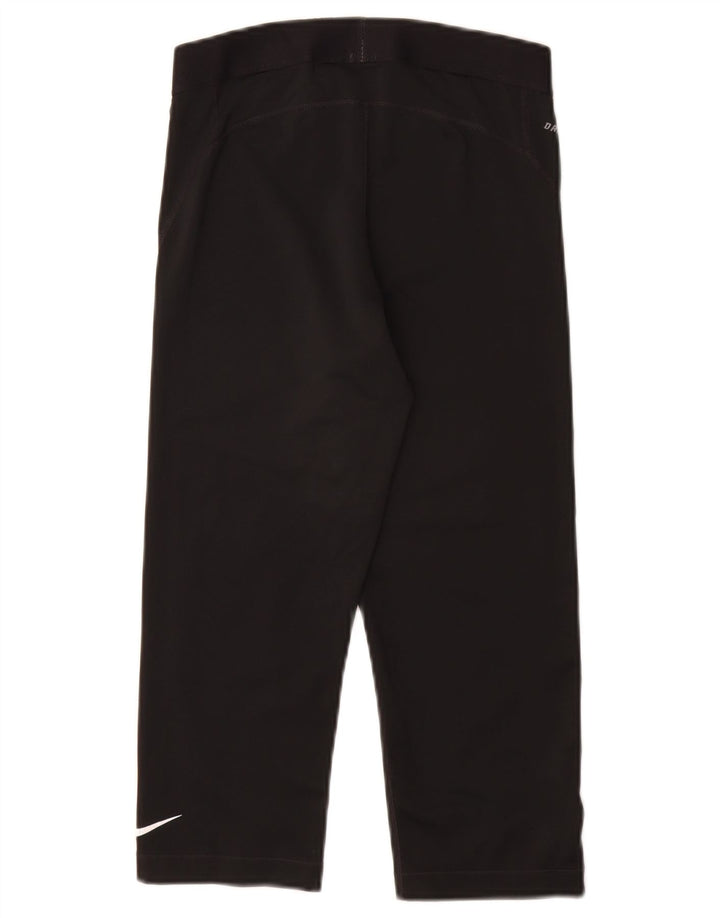 NIKE Womens Dri Fit Graphic Capri Leggings UK 12 Medium Black Polyester