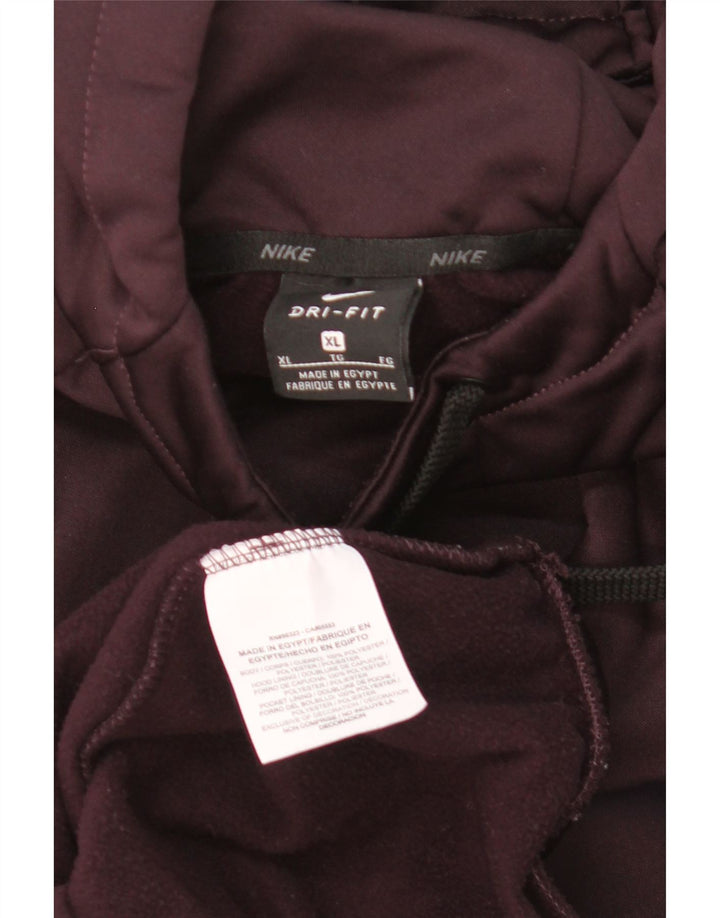 Nike Mens Dri Fit Hoodie Jumper XL Burgundy Polyester