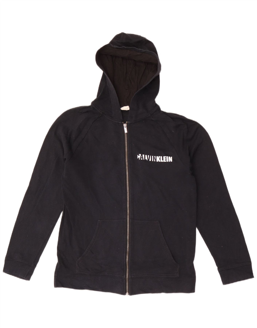 Calvin Klein Mens Graphic Zip Hoodie Sweater Medium Black