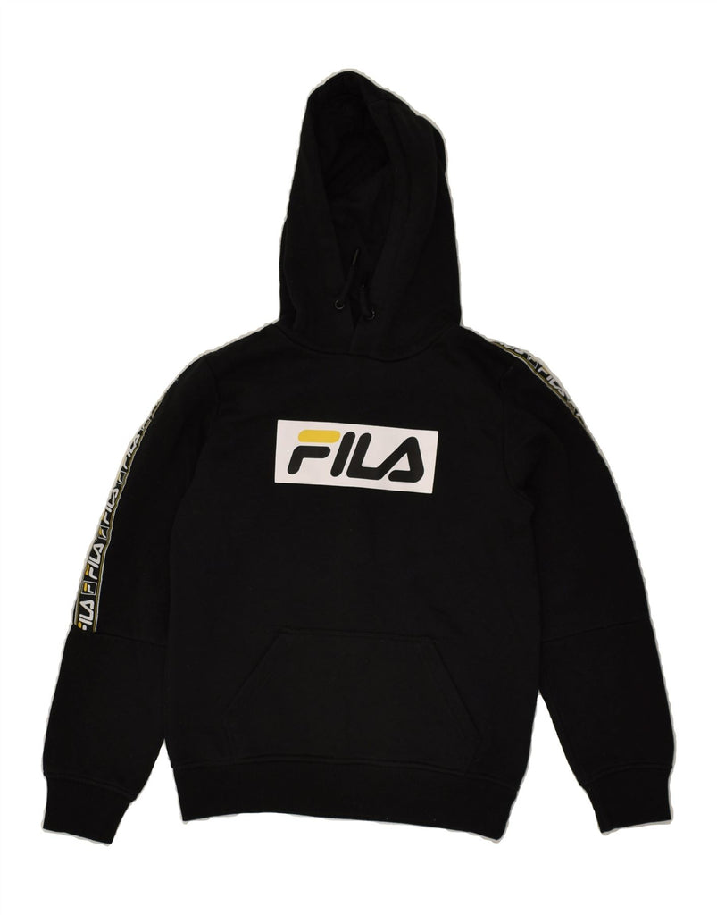 FILA Boys Graphic Hoodie Jumper 9-10 Years Black Cotton | Vintage Fila | Thrift | Second-Hand Fila | Used Clothing | Messina Hembry 