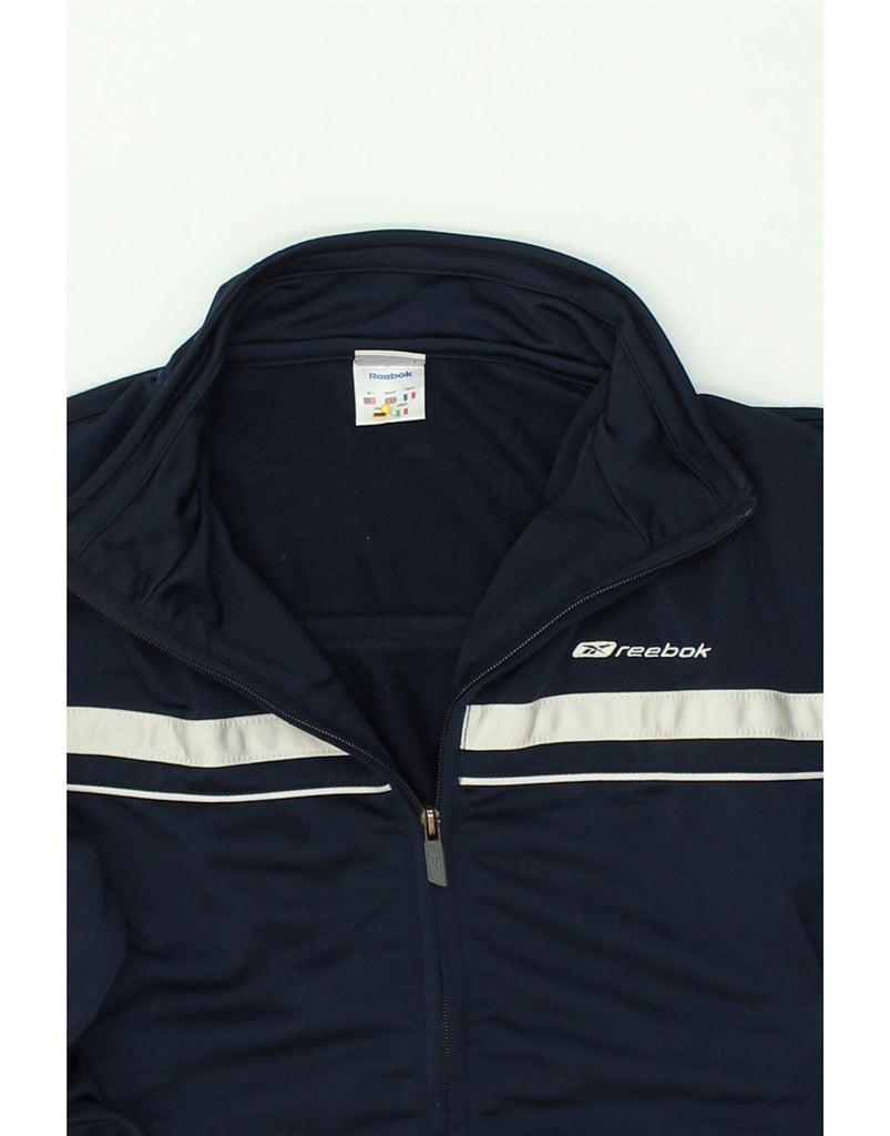 REEBOK Boys Tracksuit Top Jacket 11-12 Years Navy Blue Polyester | Vintage Reebok | Thrift | Second-Hand Reebok | Used Clothing | Messina Hembry 