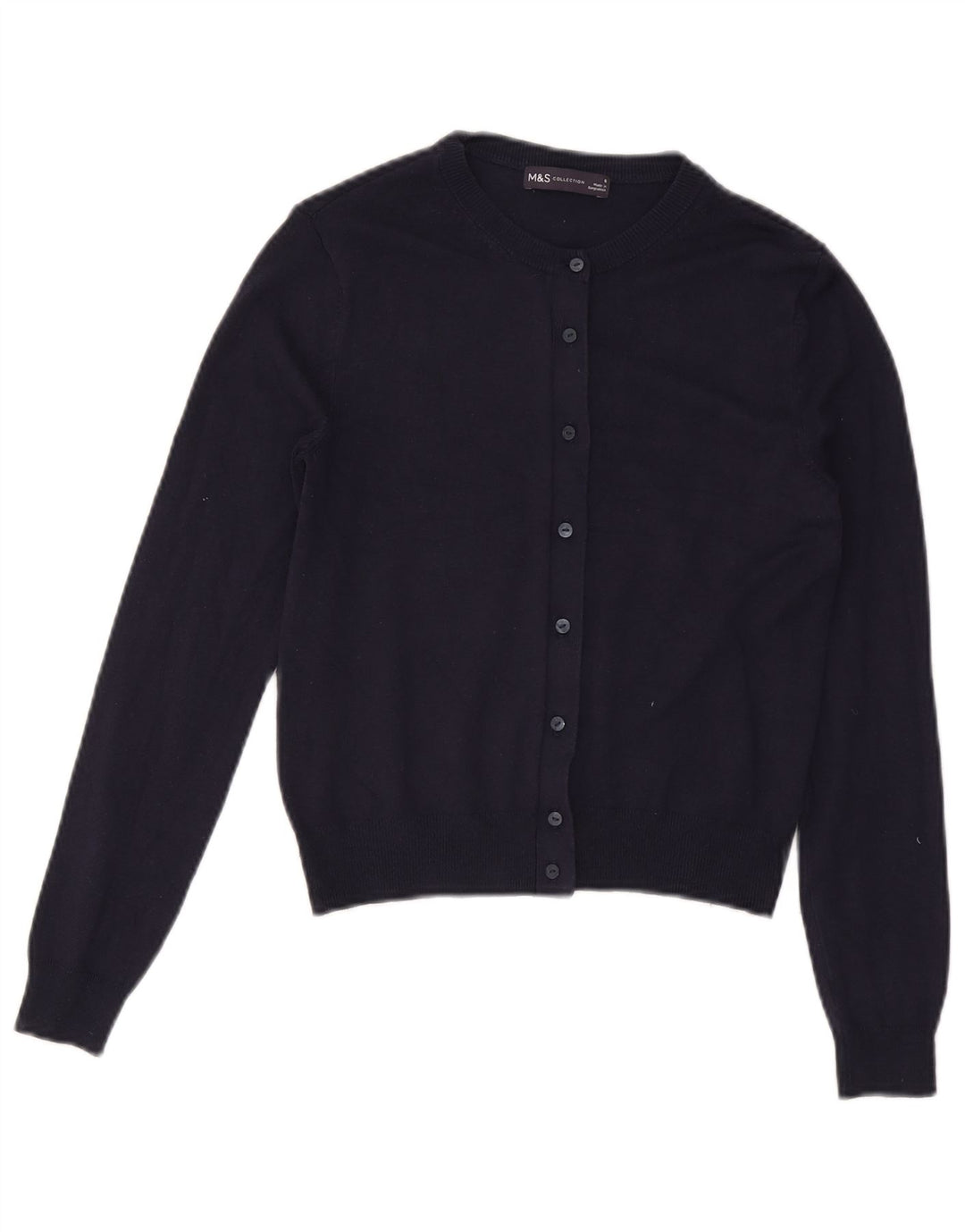 Marks & Spencer Womens Cardigan Sweater UK 8 Small Navy Blue Viscose