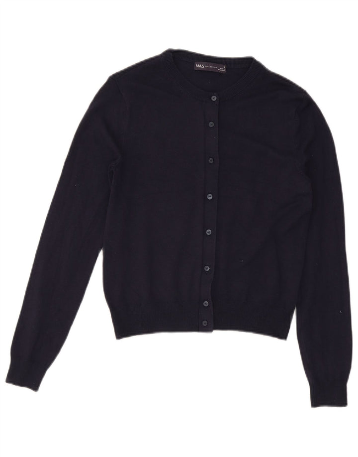 Marks & Spencer Womens Cardigan Sweater UK 8 Small Navy Blue Viscose