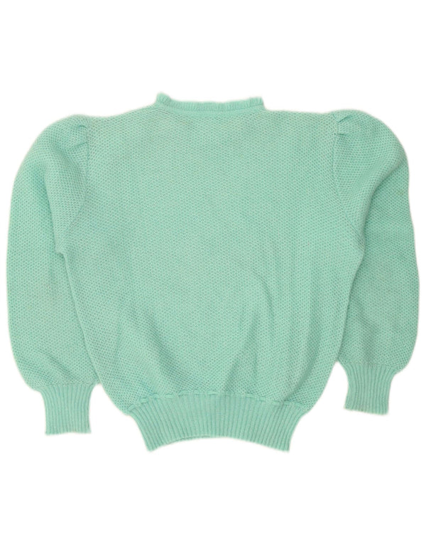 Vintage Womens Crew Neck Jumper Sweater UK 14 Large Turquoise