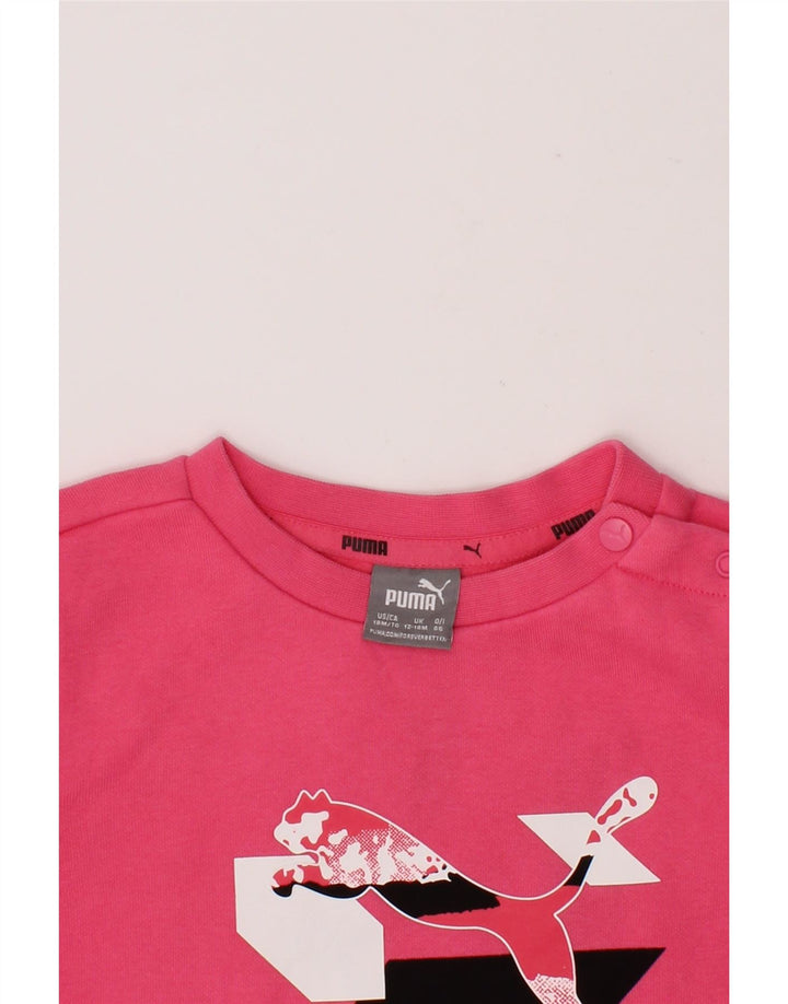 PUMA Baby Girls Graphic Sweatshirt Jumper 12-18 Months Pink Cotton Vintage Puma and Second-Hand Puma from Messina Hembry 