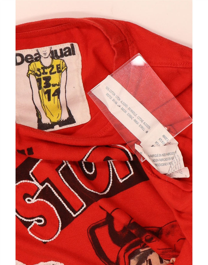 Desigual Boys Graphic Top Long Sleeve 13-14 Years Red Cotton