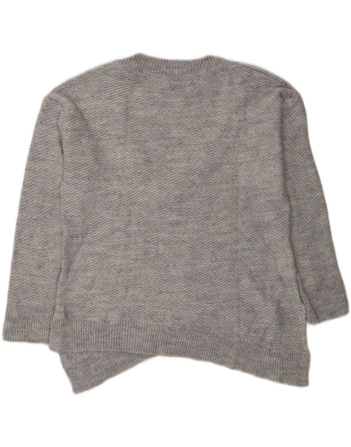 Zara Womens Asymmetric Oversized V-Neck Jumper Sweater UK 10 Small Grey