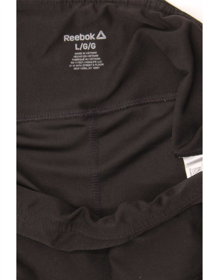 Reebok Womens Graphic Capri Leggings UK 14 Large Black