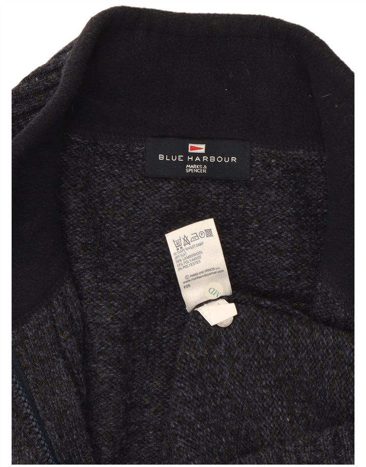 Marks & Spencer Mens Blue Harbour Cardigan Sweater Large Navy Blue Flecked