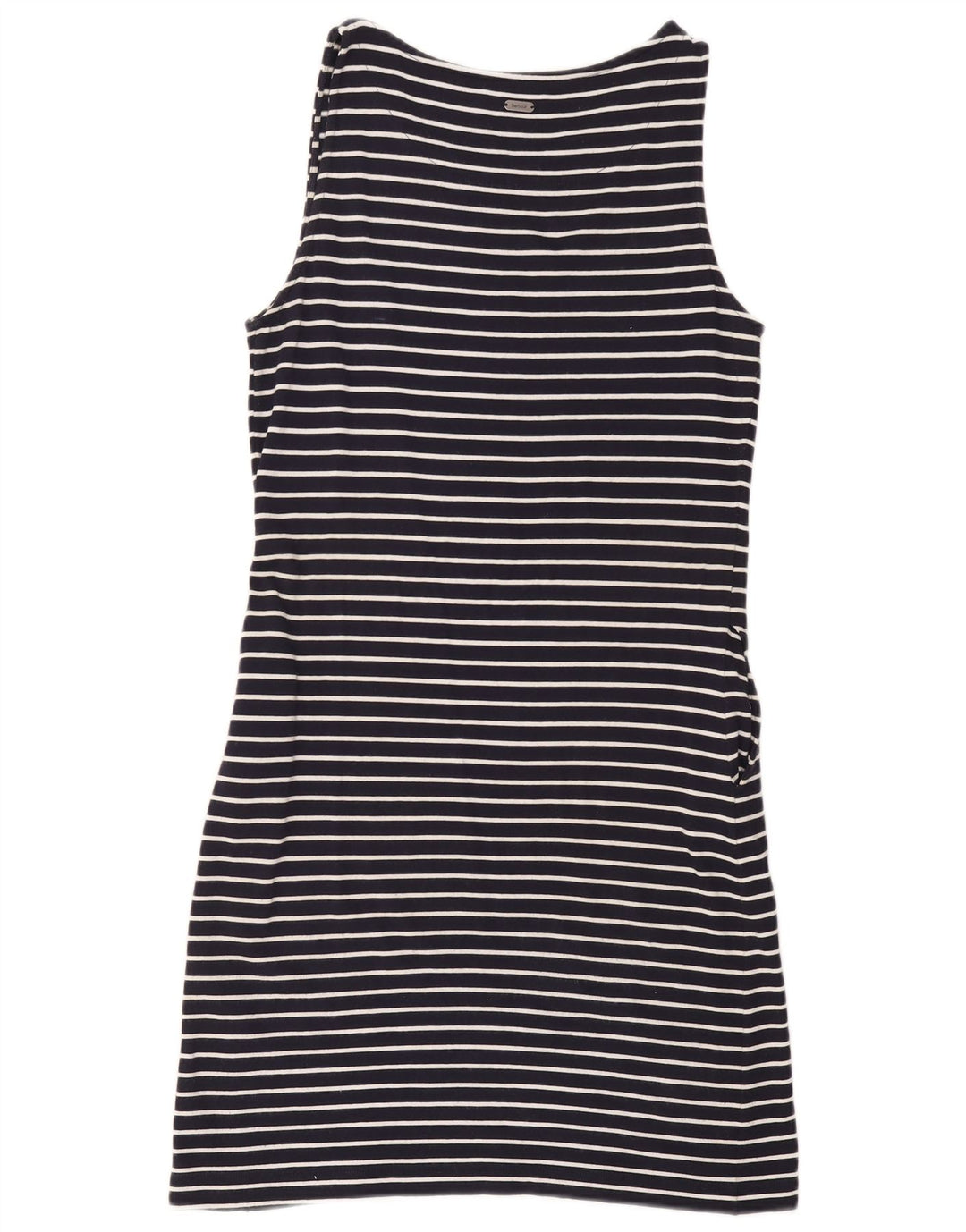 BARBOUR Womens Sleeveless T-Shirt Dress UK 12 Medium Navy Blue Striped