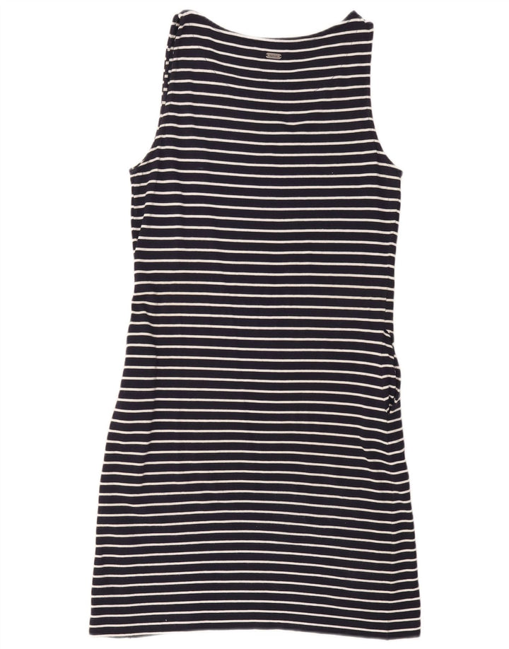 BARBOUR Womens Sleeveless T-Shirt Dress UK 12 Medium Navy Blue Striped