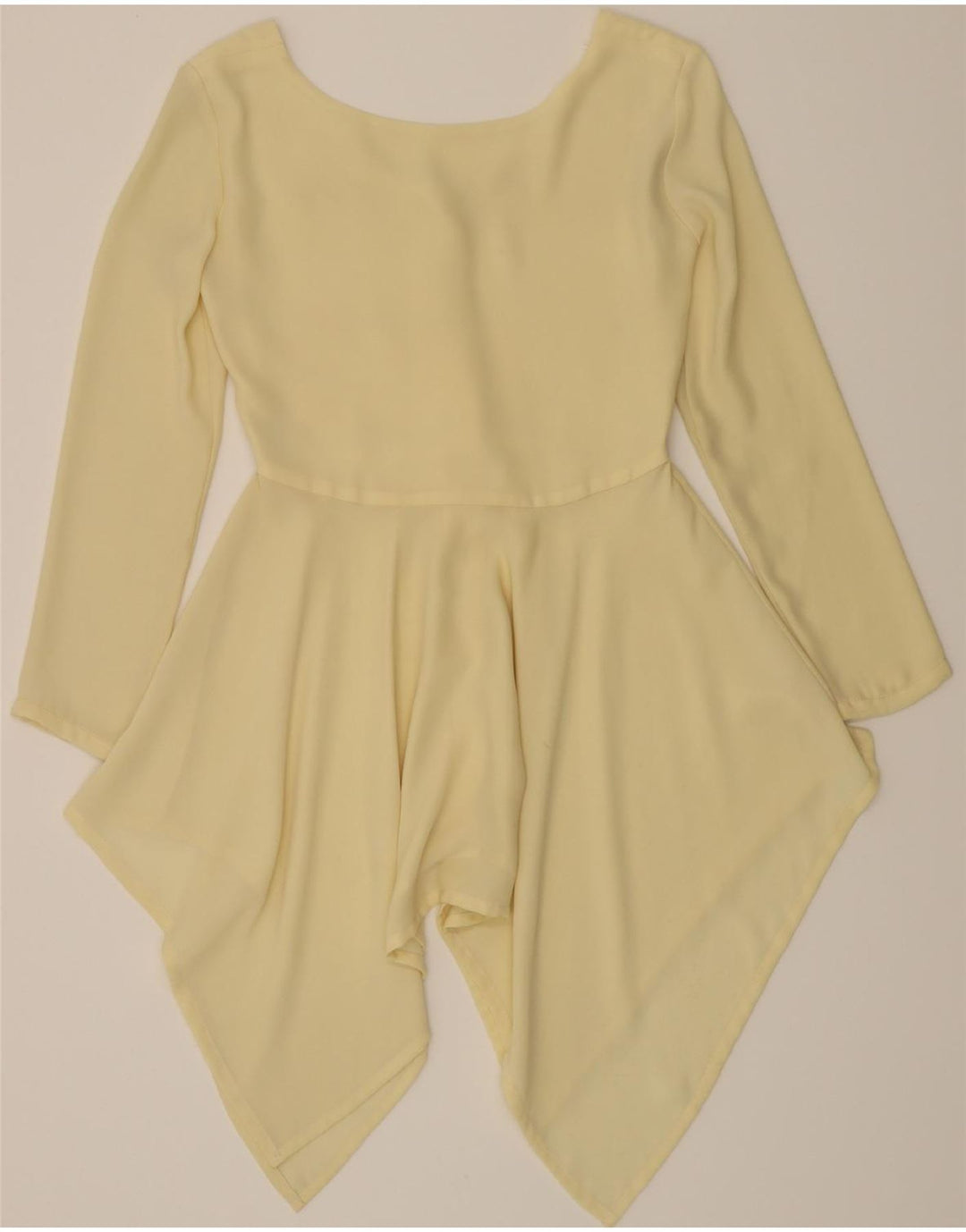 VINTAGE Womens Long Sleeve Shirt Dress UK 12 Medium Yellow Polyester Vintage Vintage and Second-Hand Vintage from Messina Hembry 