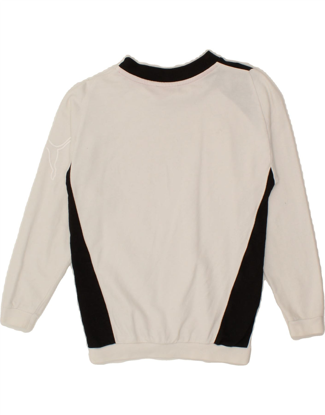PUMA Boys Graphic Sweatshirt Jumper 7-8 Years Small White Colourblock Vintage Puma and Second-Hand Puma from Messina Hembry 
