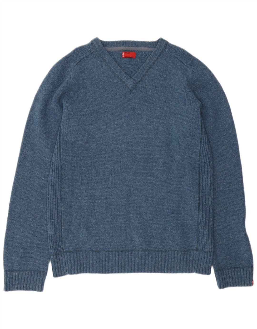LEVI'S Mens V-Neck Jumper Sweater XL Blue Wool