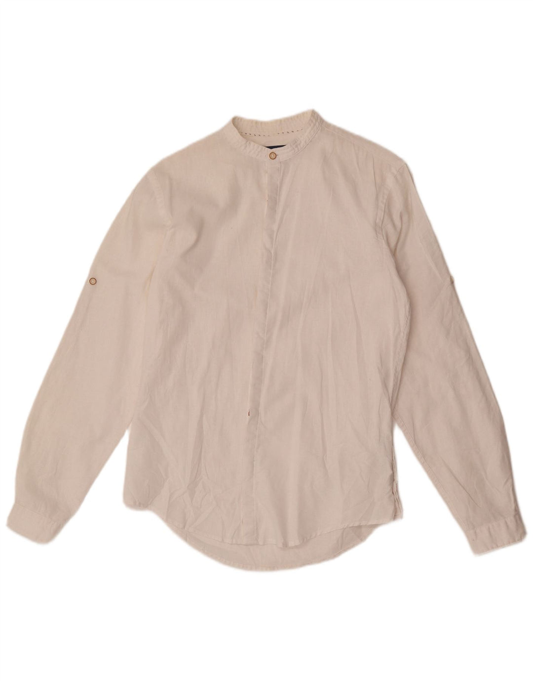Zara Mens Slim Fit Shirt Small White Linen