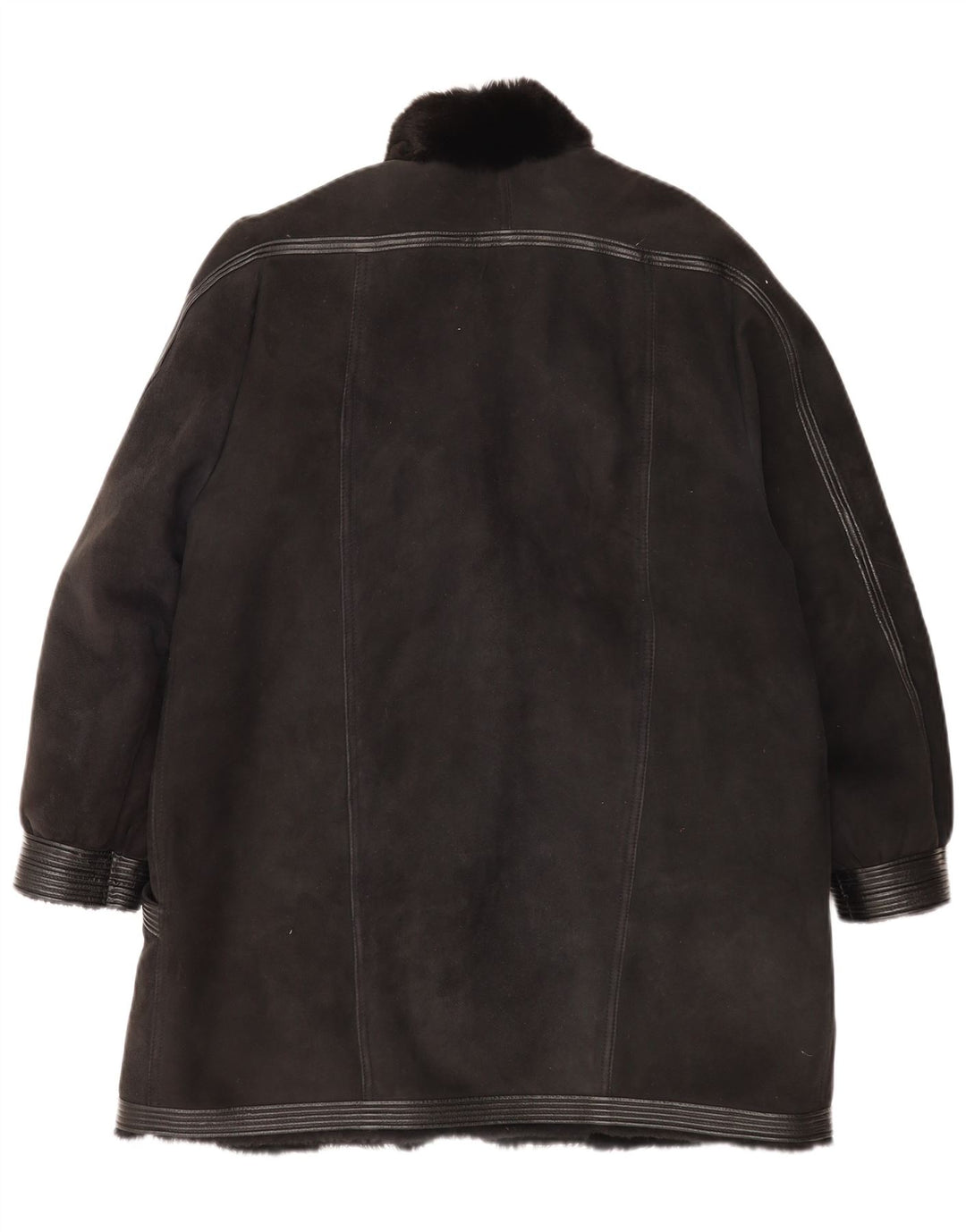 Vintage Womens Shearling Coat UK 16 Large Black