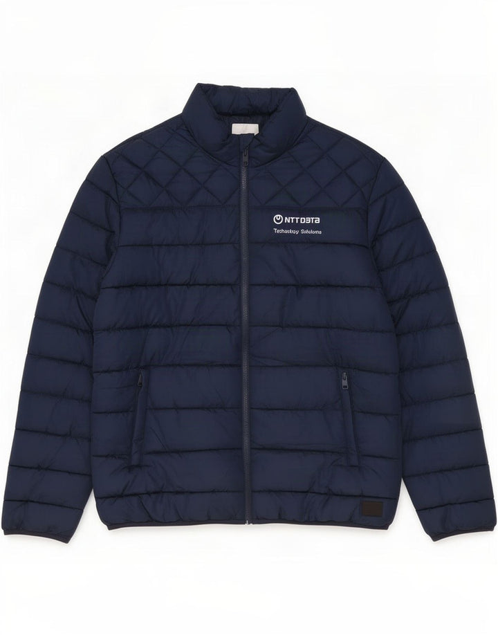 Jack & Jones Mens Padded Jacket UK 44 2XL Navy Blue Polyester