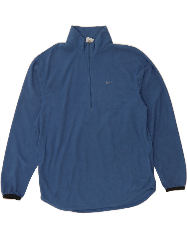 NIKE Mens Therma-Fit Zip Neck Fleece Jumper Small Blue Polyester Vintage Nike and Second-Hand Nike from Messina Hembry 