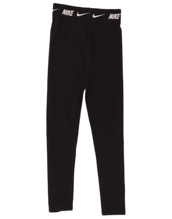 Nike Girls Graphic Leggings 12-13 Years Large Black Cotton