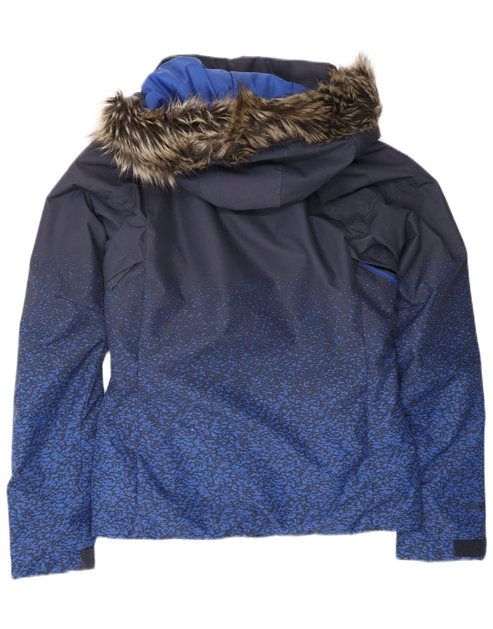 O'Neill Womens Hooded Windbreaker Jacket UK 10 Small Navy Blue Spotted