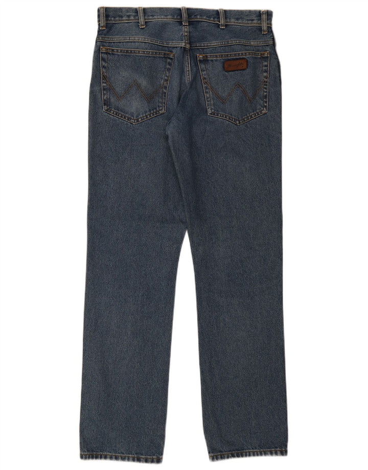 Wrangler Mens Regular Fit Straight Jeans W34 L34 Blue Cotton