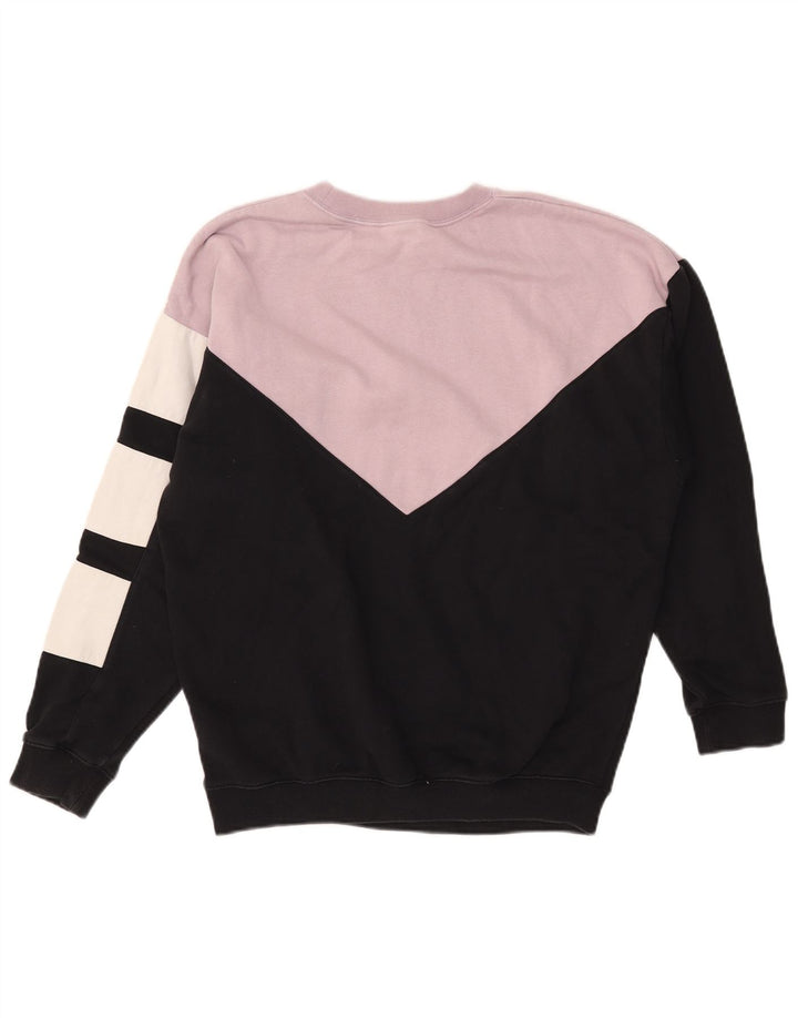 Adidas Womens Oversized Sweatshirt Jumper UK 12 Medium Black Colourblock