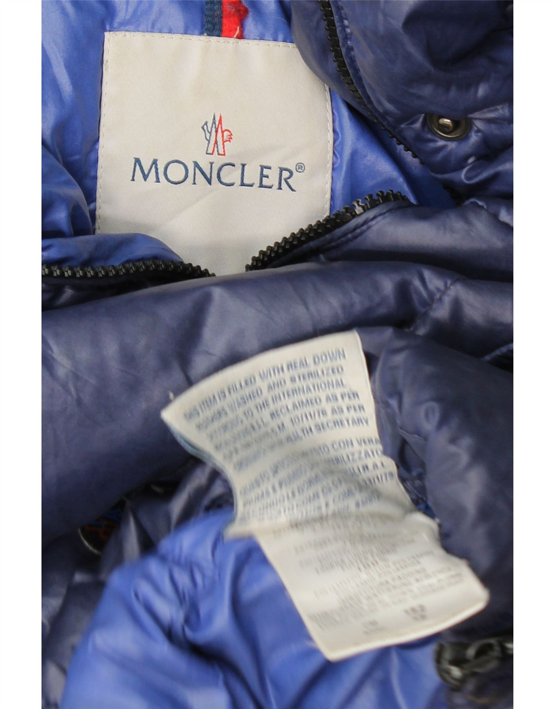 Moncler Girls Crop Hooded Padded Jacket 11-12 Years Blue Polyamide