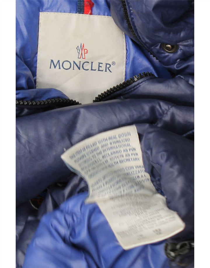 Moncler Girls Crop Hooded Padded Jacket 11-12 Years Blue Polyamide