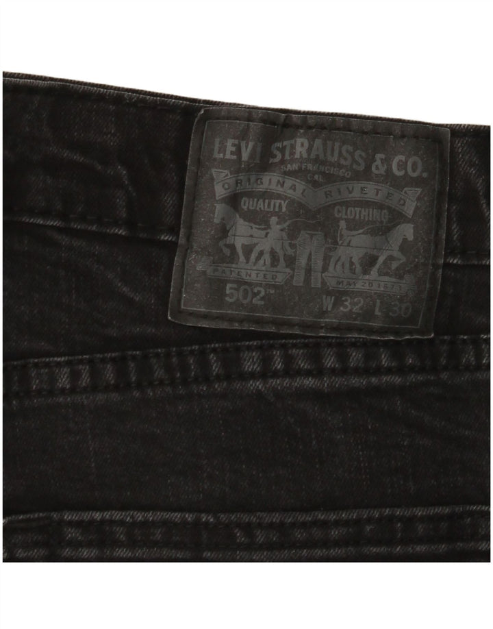 LEVI'S Mens 502 Tapered Jeans W32 L30 Black Cotton