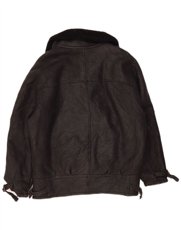 Vintage Mens Shearling Jacket UK 42 XL Black